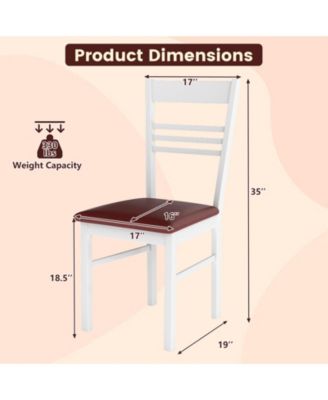 Wood Dining Chairs Set of 4 w/Rubber Wood Frame Padded Seat and Slatted Backrest