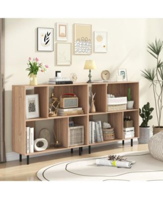 4-Compartment Open Shelf Bookcase with Metal Legs