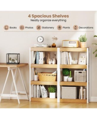 4-Tier Wooden Bookcase with Dual Anti-Tipping Kits