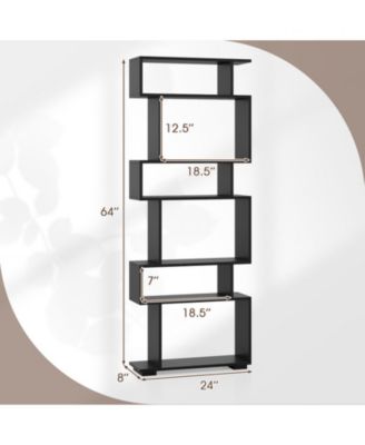 6-Tier Geometric Bookshelf with Anti-Tipping Kits