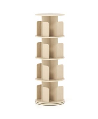 4-Tier Rotating Bookshelf with 360-Degree Swivel Base
