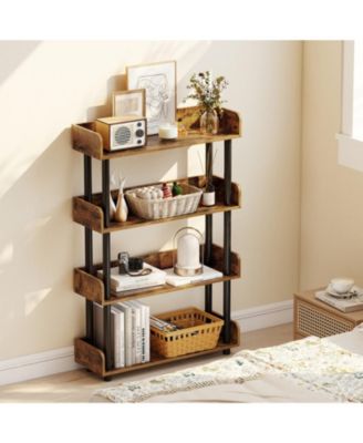 4-Tier Industrial Open Bookcase with Anti-Tipping Kit