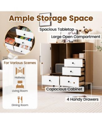 Mid-Century Modern Buffet Sideboard with 4 Drawers