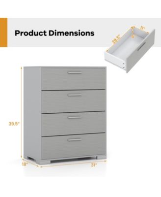 4-Drawer Storage Cabinet with Metal Legs and Anti-Toppling Devices
