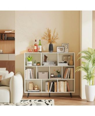 10-Cube Bookcase with 5 Tapered Metal Legs and Anti-Tipping Kits