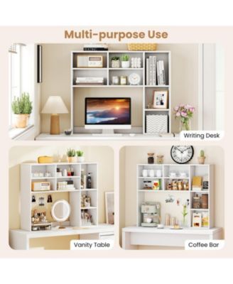 Desktop Bookshelf with 7 Cubbies and 3 Adjustable Shelves