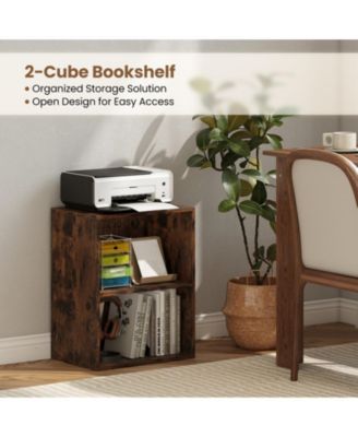 2-Cube Floor Standing Open Bookshelf with Adjustable Shelf