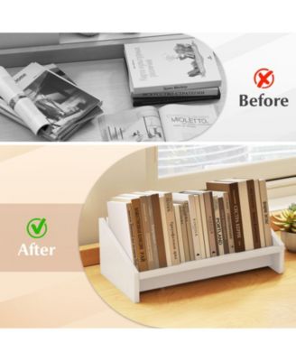 Tilting V-Shaped Desktop Bookshelf Organizer
