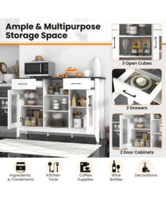 52-Inch Sideboard Buffet Cabinet with Drawers and Adjustable Shelves