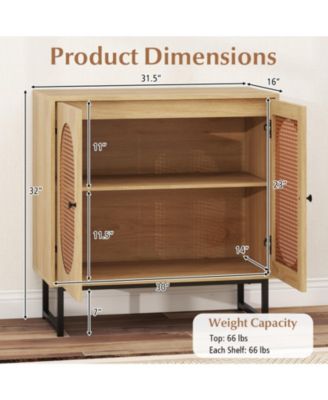 Rattan Door Buffet Cabinet with Adjustable Shelf
