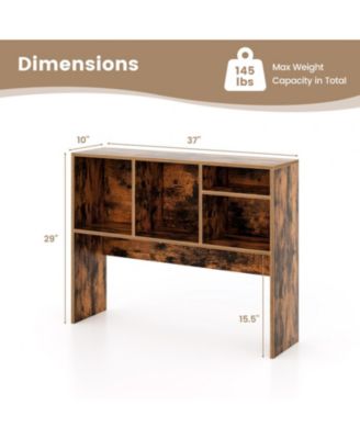 Desktop Bookcase with 4 Cubbies and Open Back Compartment