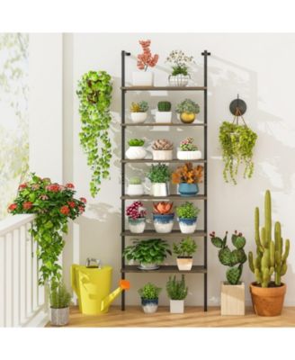 6-Tier Industrial Ladder Shelf Wall Mounted Bookshelf
