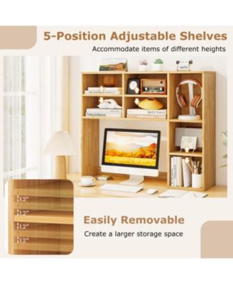 Desktop Bookshelf with 7 Cubbies and Adjustable Shelves