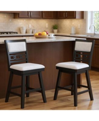 Swivel Bar Stools Set of Two with Upholstered Backrest