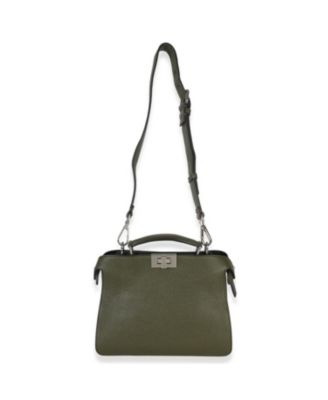 Olive Calfskin Leather Mini Peekaboo ISeeU Bag