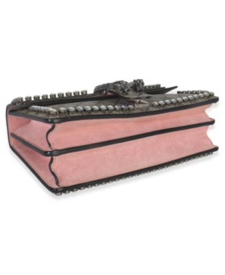 Pink Beige GG Supreme Canvas Crystal Small Dionysus Shoulder Bag