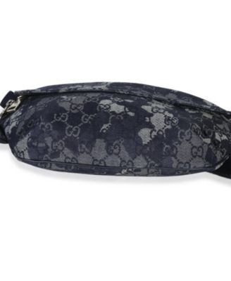Navy GG Floral Canvas Belt Bag