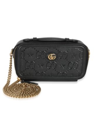 Black GG Star Embossed Calfskin Mini GG Chain Bag