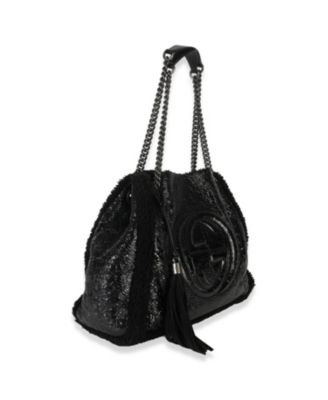 Black Patent Shearling Medium Soho Hobo