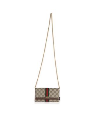 Beige GG Supreme Canvas Ophidia Wallet On Chain