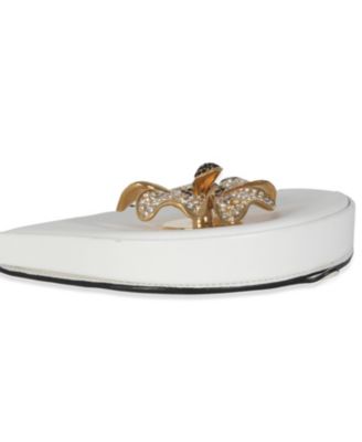 White Calfskin Heel Metal Flower Crossbody