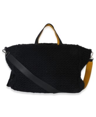 Yellow Black Wool Logo Tote