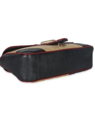 Black Beige Matelasse Calfskin Torchon Small Marmont Shoulder Bag