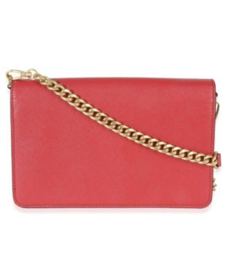 Red Saffiano Triangle Logo Mini Crossbody