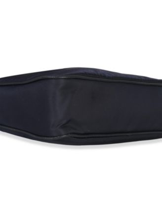Navy Re-Nylon and Saffiano Leather Trim Shoulder Bag