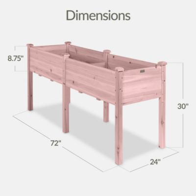  Raised Garden Bed, Elevated Wood Planter Box for Patio w/ Divider Panel