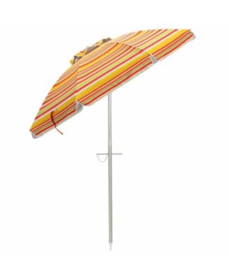 6.5 ft Portable Beach Umbrella with UPF 50+ Sun Protection Sand Anchor and Carry Bag