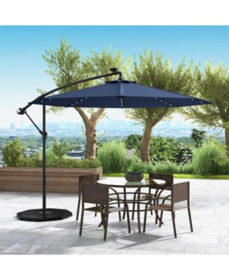 10 ft Solar LED Cantilever Patio Umbrella with 40 Lights Cross Base and Tilt