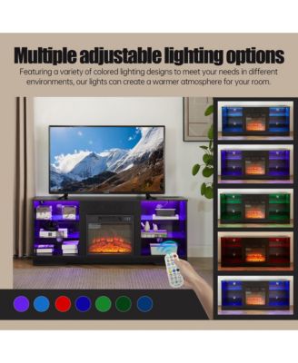 58" Electric Fireplace TV Stand, LED Media Console for 32-62 Inch TVs with USB Charging Port, Modern Entertainment Center for Living Room