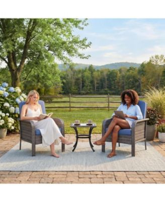 2-Piece All-Weather PE Wicker Patio Set with High Back Chairs and Cushions