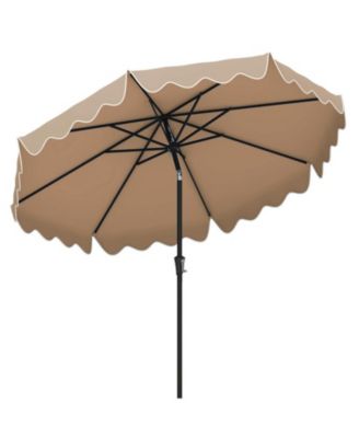 9 ft Patio Umbrella with Push-Button Tilt Crank Handle and Ruffled Edge Design
