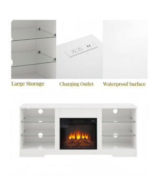 Electric Fireplace TV Stand, 58" Led Entertainment Center for TV up to 32-62", Media Console with USB Charging Outlet for Living Room