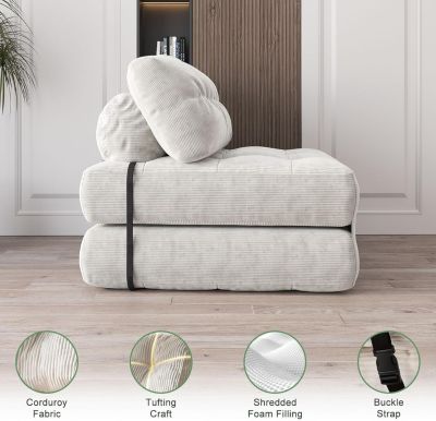 Folding Sofa Bed, Floor Folding Couch with Pillow, Futon Sofa Bed Convertible Sleeper Chair Foldable Mattress Back Support