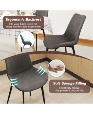 Dining Chairs Set of 4 with Upholstered Seats and Metal Legs