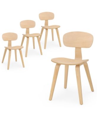 Modern Dining Chair Set of 4 w/Wide Seat and Curved Backrest Adjustable Foot Pads