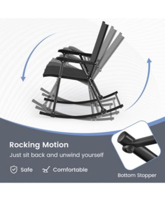 4pcs Patio Folding Rocking Chair Heavy-Duty Metal Frame Rockers Outdoor