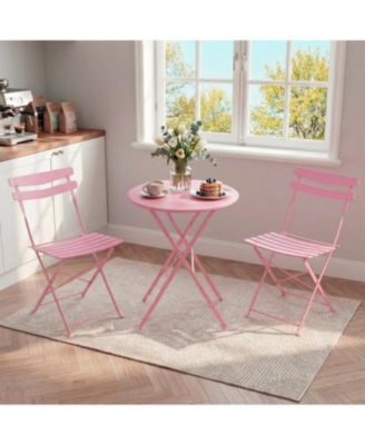 3-Piece Foldable Metal Bistro Set with Round Table, Compact for Small Spaces
