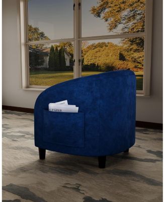 Velvet Accent Chair Club Chair Cozy Armrest Upholstered Barrel Chair with Solid Legs for Living Room Bedroom Study Waiting Room