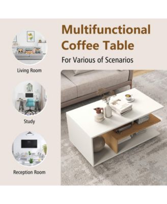 Coffee Table with L Shaped Middle Shelf