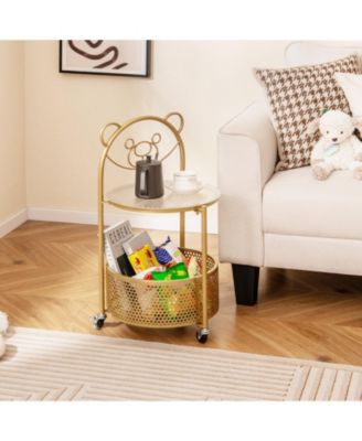 Sofa Side Table on Wheels Lockable Modern End Table