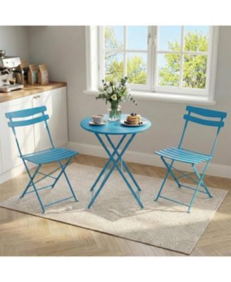 3-Piece Foldable Metal Bistro Set with Round Table, Compact for Small Spaces