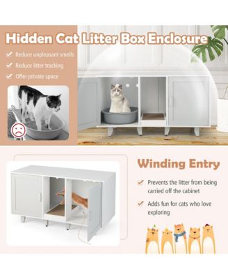 Cat Litter Box Enclosure Hidden Cat Washroom w/ 2 Doors
