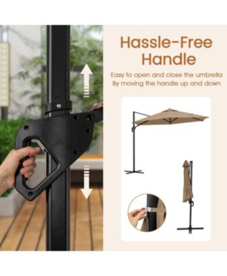 9 ft Cantilever Patio Umbrella with Double-Tier Vented Top and Sun-Protective Canopy