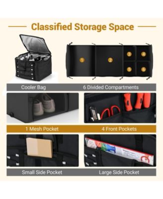 18 Gallon Car Trunk Organizer with Lid and Three Compartments