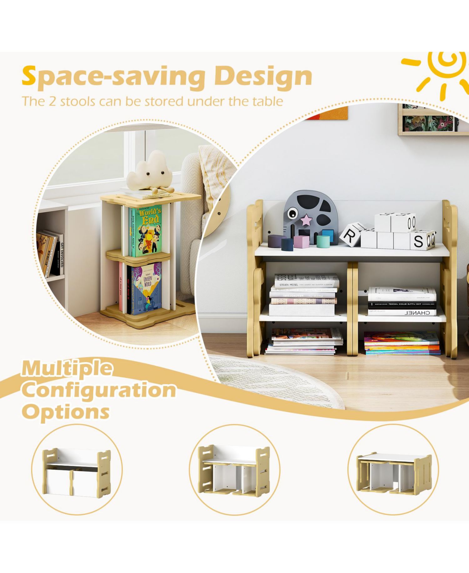 3 Piece Toddler Table and Stool Activity Set