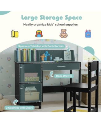 Wooden Kids Study Desk and Chair Student Workstation Set